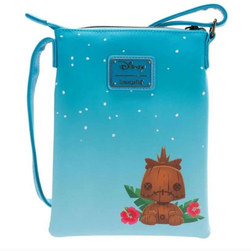 Disney Lilo and Stitch Carved Wood Tiki Stitch Passport Bag NWT